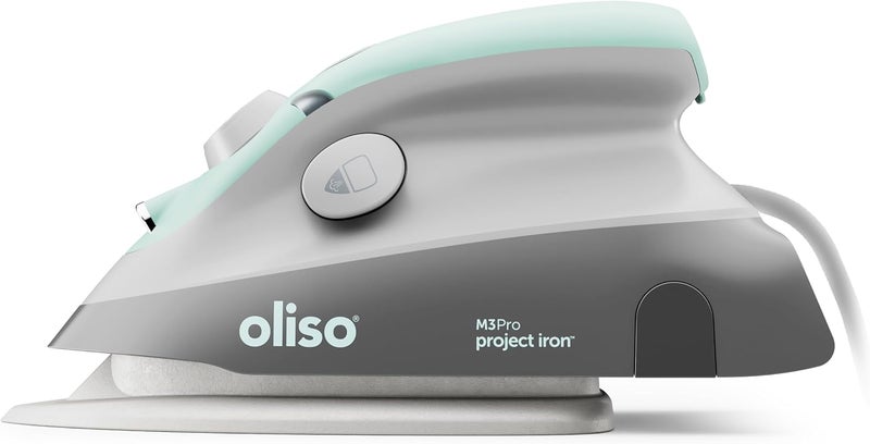 Oliso M3Pro Project Steam Iron with Solemate – 1000W Ceramic Soleplate Iron and LED Light for Sewing, Quilting, Crafting, and Travel – Aqua - Image 1